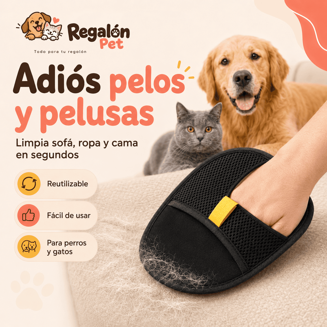Guante PetCleaner™ Removedor de Pelos para Mascotas 2
