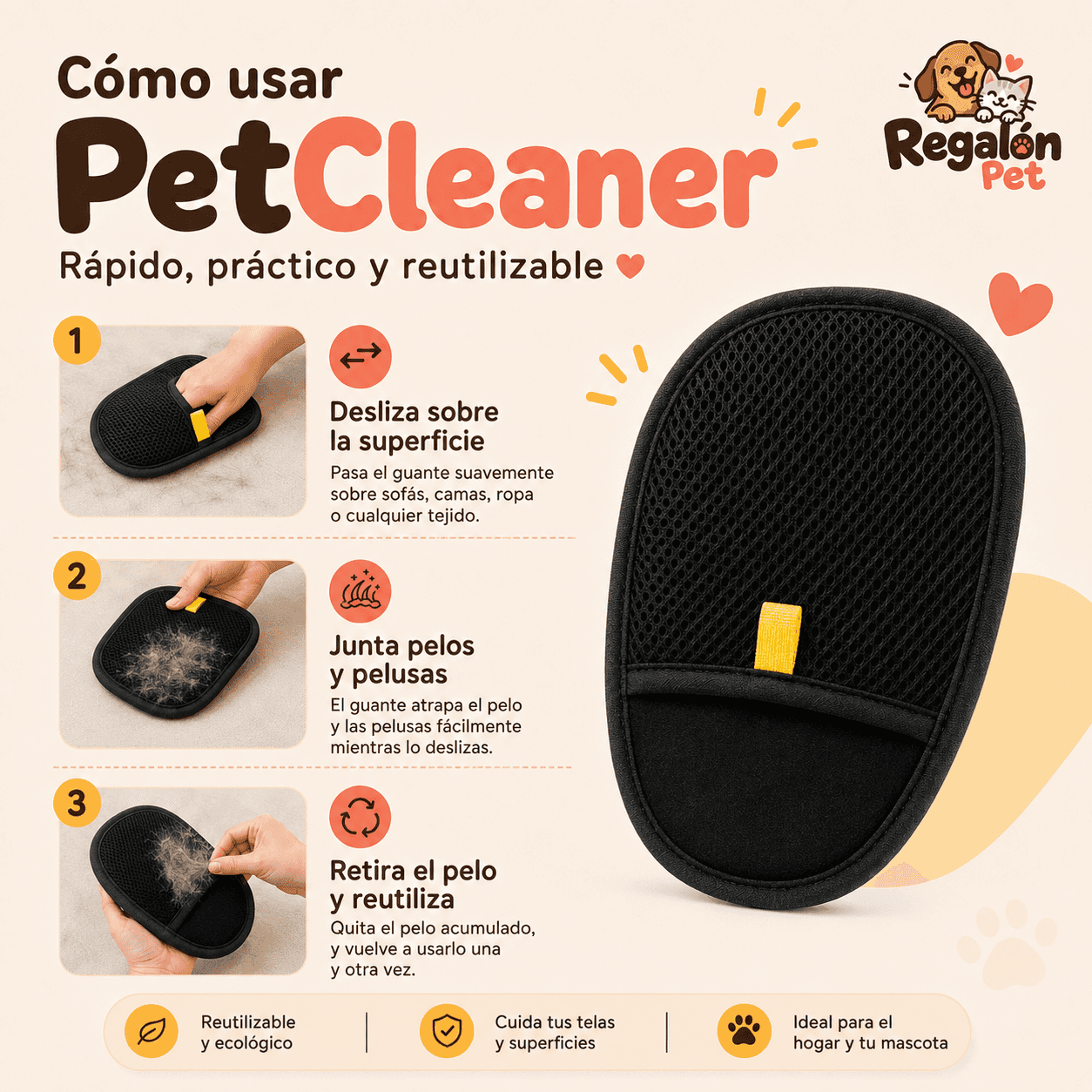 Guante PetCleaner™ Removedor de Pelos para Mascotas 3