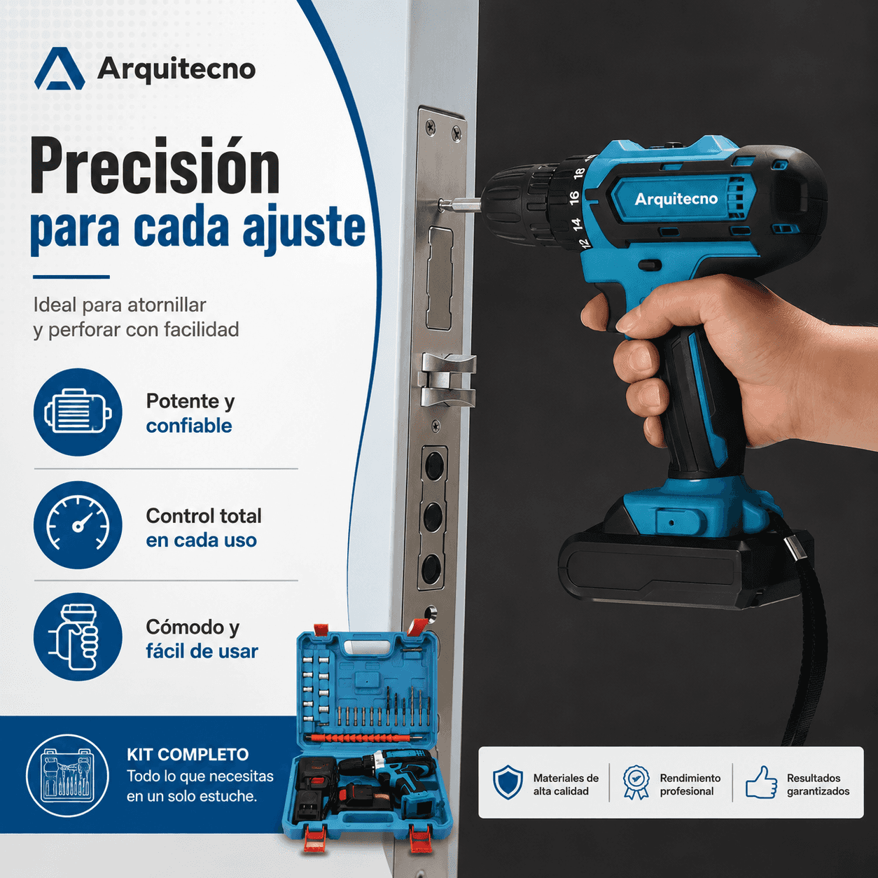 Arquitecno™ Taladro Inalámbrico 2 Baterías 48V con Accesorios 4