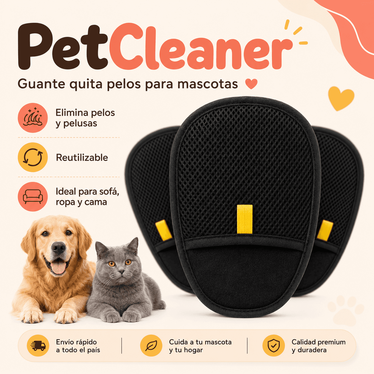 Guante PetCleaner™ Removedor de Pelos para Mascotas 1