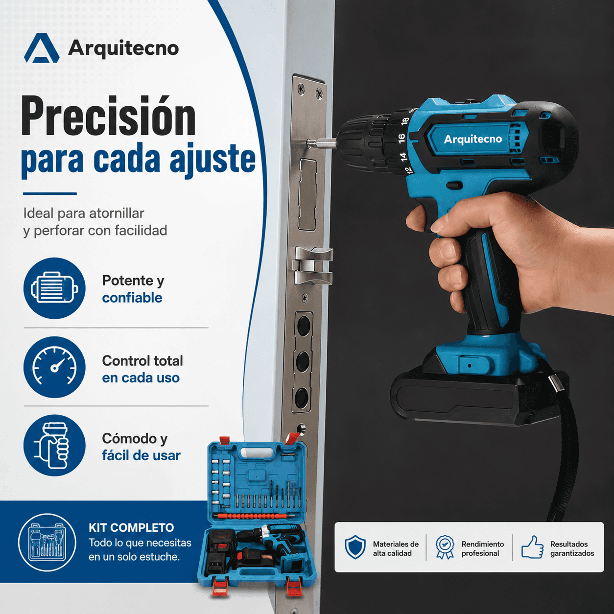 Arquitecno™ Taladro Inalámbrico 2 Baterías 48V con Accesorios 4