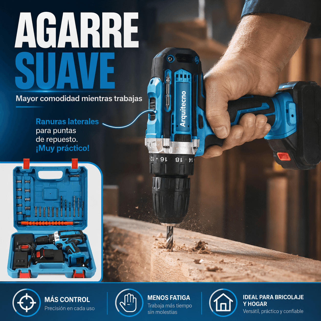 Arquitecno™ Taladro Inalámbrico 2 Baterías 48V con Accesorios 5